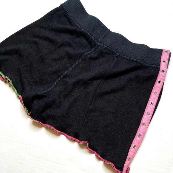 Studded Hot Shorts Size XS Black Pink Sweatpants Booty Pants Whimsygoth Upcycled - Picture 3 of 9